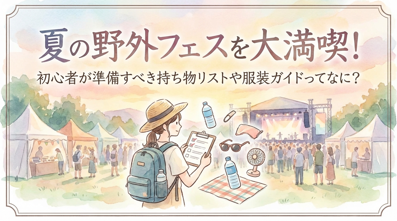 夏の野外フェスを大満喫！初心者が準備すべき持ち物リストや服装ガイドってなに？
