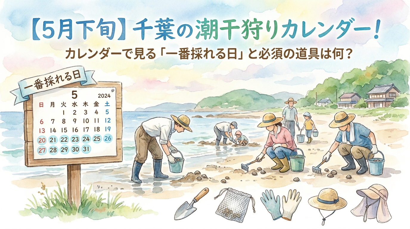 【5月下旬】千葉の潮干狩りカレンダー！カレンダーで見る「一番採れる日」と必須の道具は何？