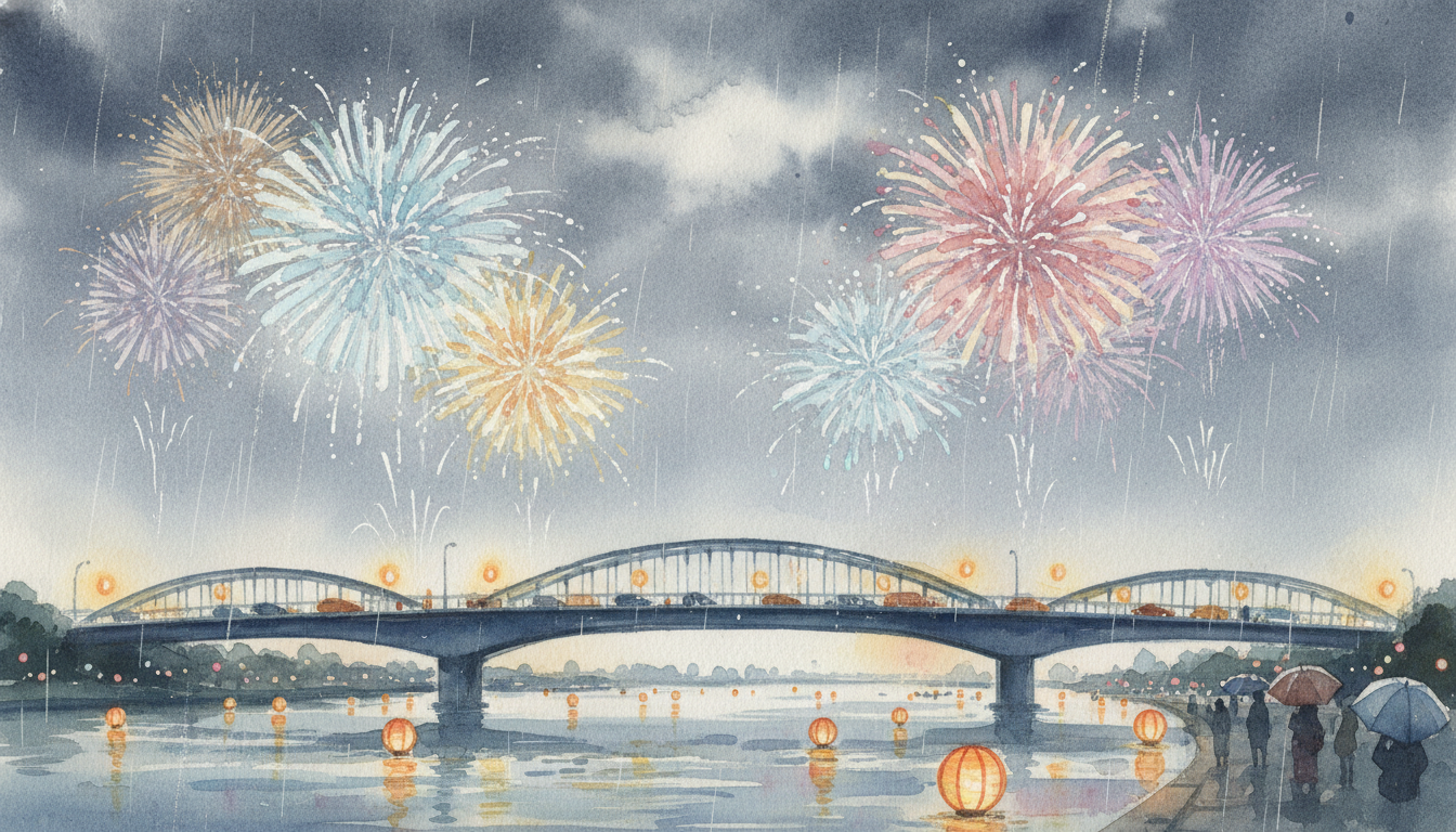 なにわ淀川花火大会は小雨なら決行！ただし荒天は中止で延期もなし
