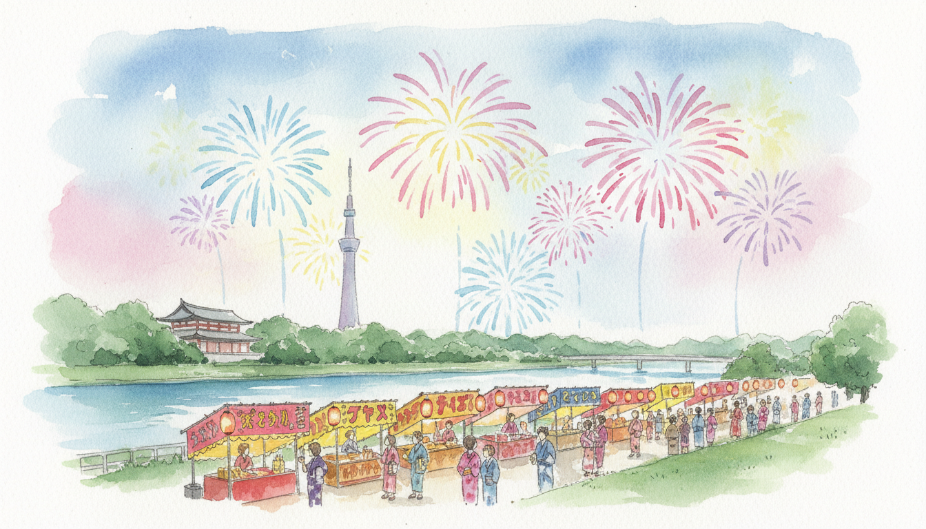 2026年の隅田川花火大会の屋台は「浅草寺周辺」と「隅田公園」がメイン
